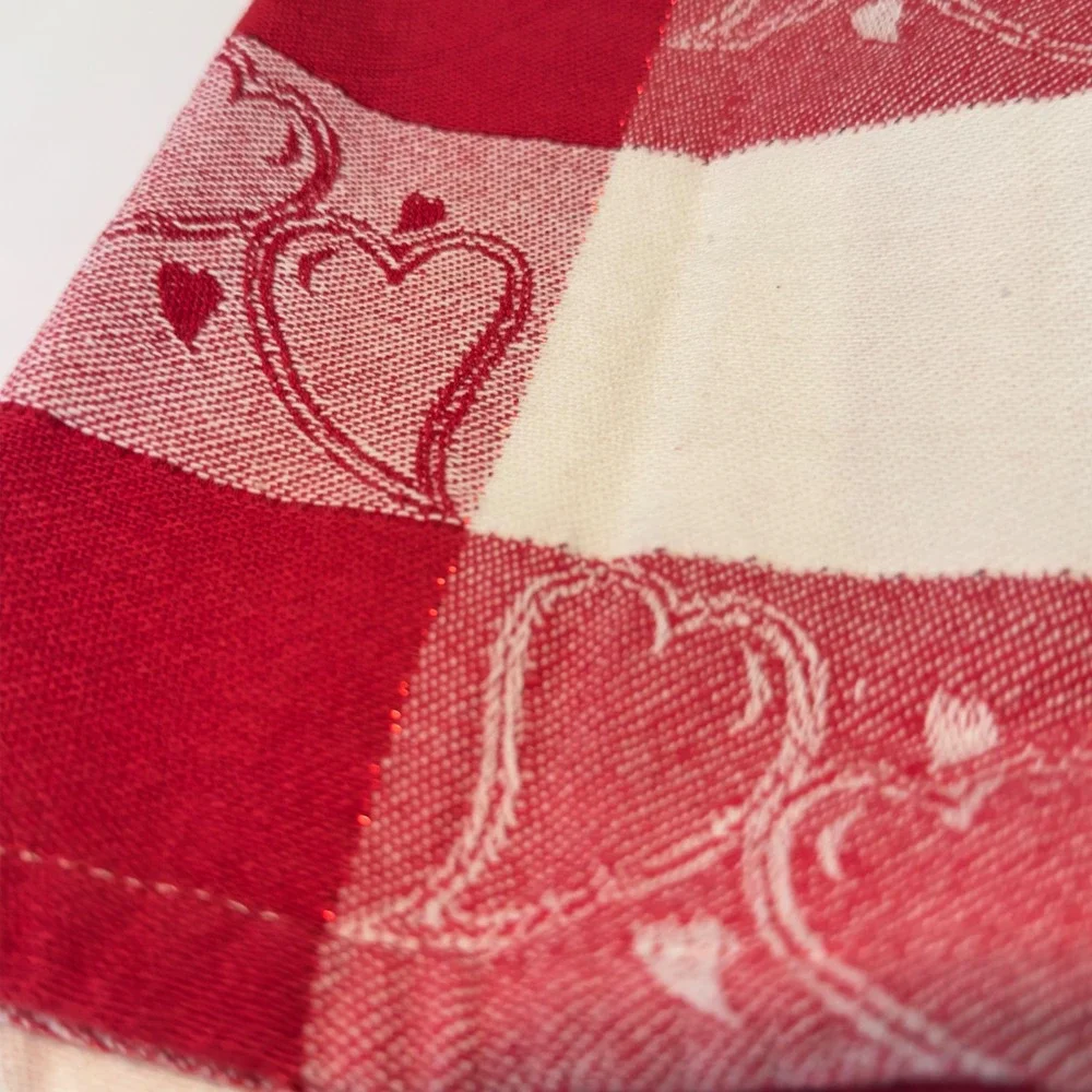 Red White Buffalo Check Heart Napkins Set of 4 Cotton Valentine Farmhouse 16x16